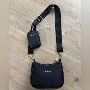 bebe Black Crossbody with Detachable Mini Pouch